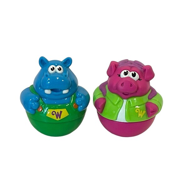 Hasbro Weebles Wobble Orange Motorcycle Scooter & Riders 2003 Playskool 3Pc Lot - Picture 7 of 8